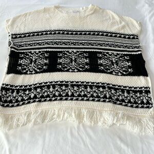 Melrose and Market Black/Cream Poncho Sweater